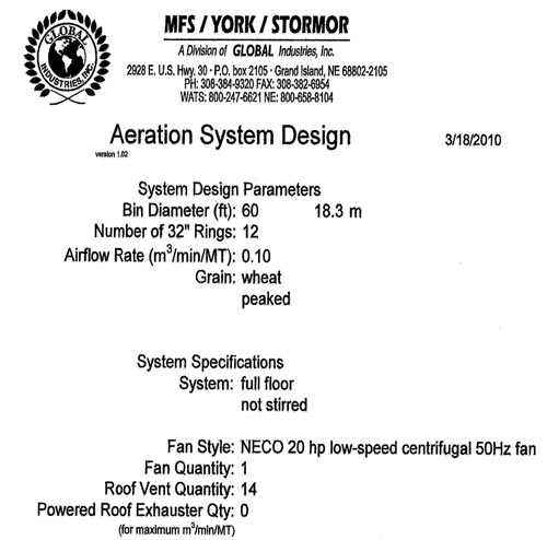 Aeration system design - Grain storage Silos